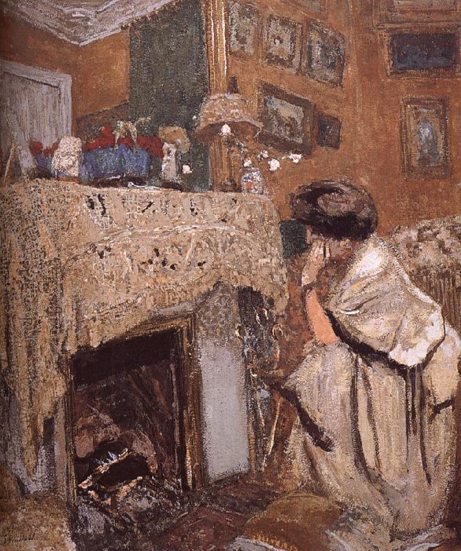 Edouard Vuillard The fireplace black s wife Sweden oil painting art